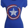 Womens Captain America Distressed Shield Royal T-Shirt - 2 of 4