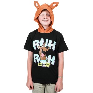 Scooby Doo Youth Boys Cosplay T-Shirt Hoodie With Ears - 1 of 2