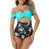 Womens One Piece Swimsuits Off Shoulder Color Block Bikini Summer Monokini - 2 of 4