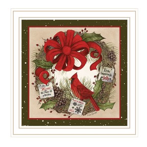 Cardinal Wreath White Framed Wall Art for Living Room, Bedroom Wall Art Print for Home Decor by Linda Spivey - 1 of 4