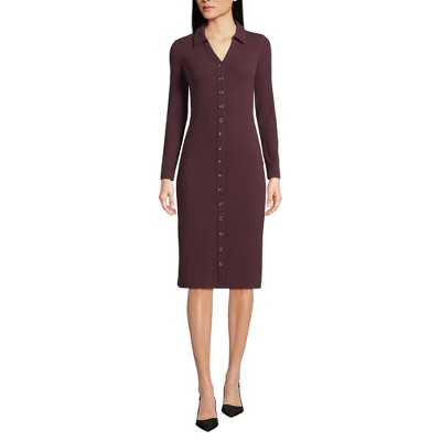 Lands' End Women's Knit Rib Button Front Dress
