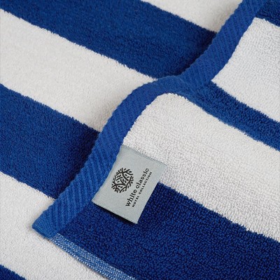 Navy and White Striped Oversized Cotton Beach Towels
