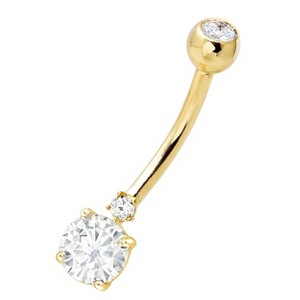 Jewelry Avalanche 14K Gold 0.60ctw Moissanite Belly Button Ring 14G Navel Ring - 1 of 4