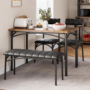 Dining Table Set for 4, Kitchen Table Set for 4 with Upholstered Bench and 2 Chairs - 1 of 4