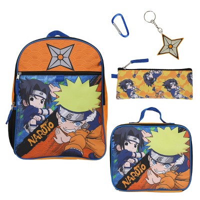 Naruto Shippuden Squad 17 Laptop Backpack and Lunch Bag Set, 4-Piece,  Orange