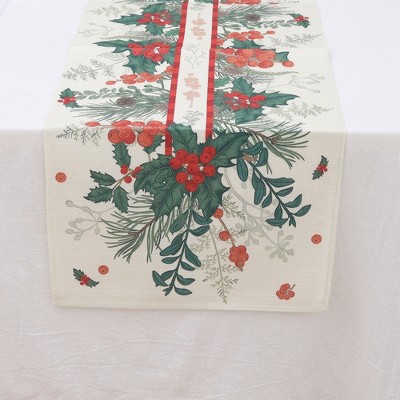 Unique Bargains Table Runner Rectangular Winter Christmas Pattern 13 Linen Colorful 1 Pc