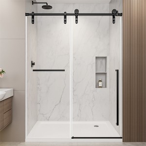 COWLOWN Frameless Sliding Shower Door, Adjustable Shower Screen with Tempered Glass - 1 of 4