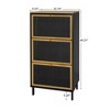 Halitaa 3 Metal Door Shoe Rack, Freestanding Modern Shoe Storage Cabinet, Metal rattan, for Entryway - 3 of 4