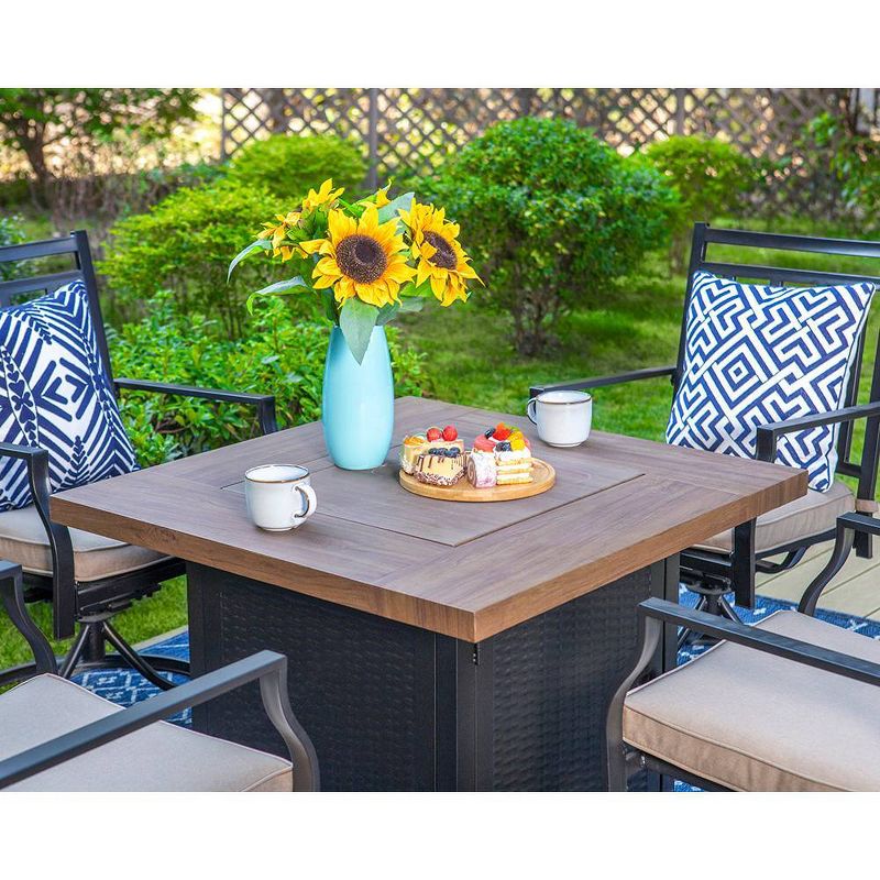 5pc Outdoor Set with Swivel Chairs &#38; 34&#34; Propane Fire Pit Table - Captiva Designs, 2 of 11
