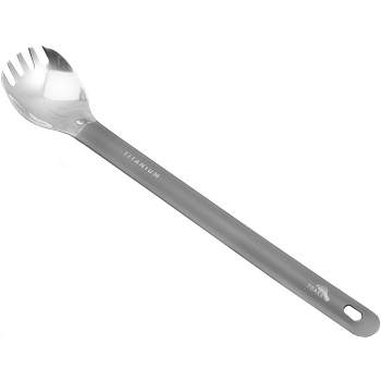 TOAKS Ultralight Long Handled Titanium Camping Spork with Polished Head