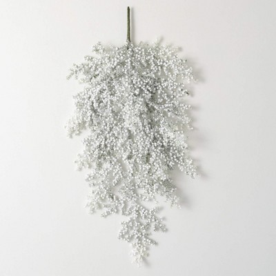 30"H Sullivans Artificial Frosted Juniper Berry Christmas Swag, White, Indoor Christmas Decor