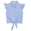 Girls Tops and Skirts Set Tie Front Knot Plaid Tops with Ruffle Skirts Short Sleeve Button Down Shirts Co-ords for Gilr,Toddler - 4 of 4