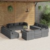 vidaXL 13 Piece Outdoor Patio Lounge Set, Gray Poly Rattan - with Anthracite Fabric Cushions - Rainproof, Durable & Easy-to-Maintain - 2 of 4