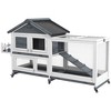 PawHut 65" Wooden Rabbit Hutch, Pet Playpen with Openable Roof, Bunny House Enclosure with Wheels & Storage Box for Rabbits and Small Animals, Gray - 4 of 4