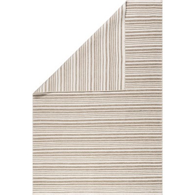 Millicent Beige and White Striped Reversible 4' x 6' Area Rug