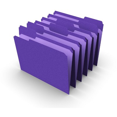 HITOUCH BUSINESS SERVICES Reinforced File Folders 1/3 Cut Letter Size Purple 100/Box TR508945/508945