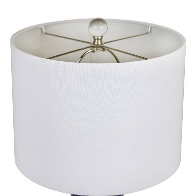 Bijou Blue Ceramic Table Lamp with White Shade and Crystal Base