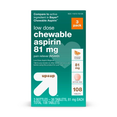 Aspirin (NSAID) Pain Reliever Chewable Tablets - Orange - 36ct/3pk - up & up™