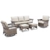 Belord Patio Furniture Set, All Weather Gray Wicker Outdoor Conversation Set with Patio Couch, Swivel Patio Rocker, High Back and 4" Thick Cushions - 3 of 4