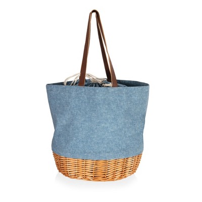 Picnic Time Coronado Canvas and Willow Basket Tote