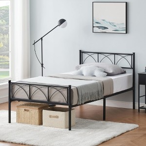Twin Size Bed Frame with Headboard, Twin Bed Frame for Girls/Boys/Teens, Heavy Duty Metal Slat Support, No Box Spring Needed, Easy Assembly,Black - 1 of 4