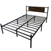 Full Size Metal Bed Frame with Wood Panel Headboard - 4 of 4