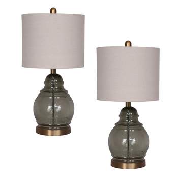 SAGEBROOK HOME (Set of 2) 24" Clear Jar Glass Table Lamps Gold