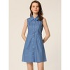 Allegra K Women's Vintage Button Down Polka Dots Sleeveless Belted Shirt Dress - 4 of 4