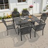 Hzzkey 7-Piece Rectangle Cast Aluminum Patio Set , Blue Cushions , Umbrella Hole , Black - 4 of 4