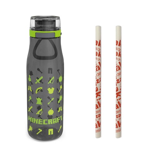 Minecraft 25oz Plastic Kiona Water Bottle With Straws Zak Designs Target