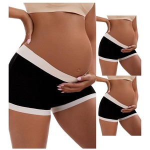 INSPIRE CHIC Women's Low Waist Under the Bump Maternity BoyShorts Pregnancy Seamless Ladies Panties 3 Packs - 1 of 4