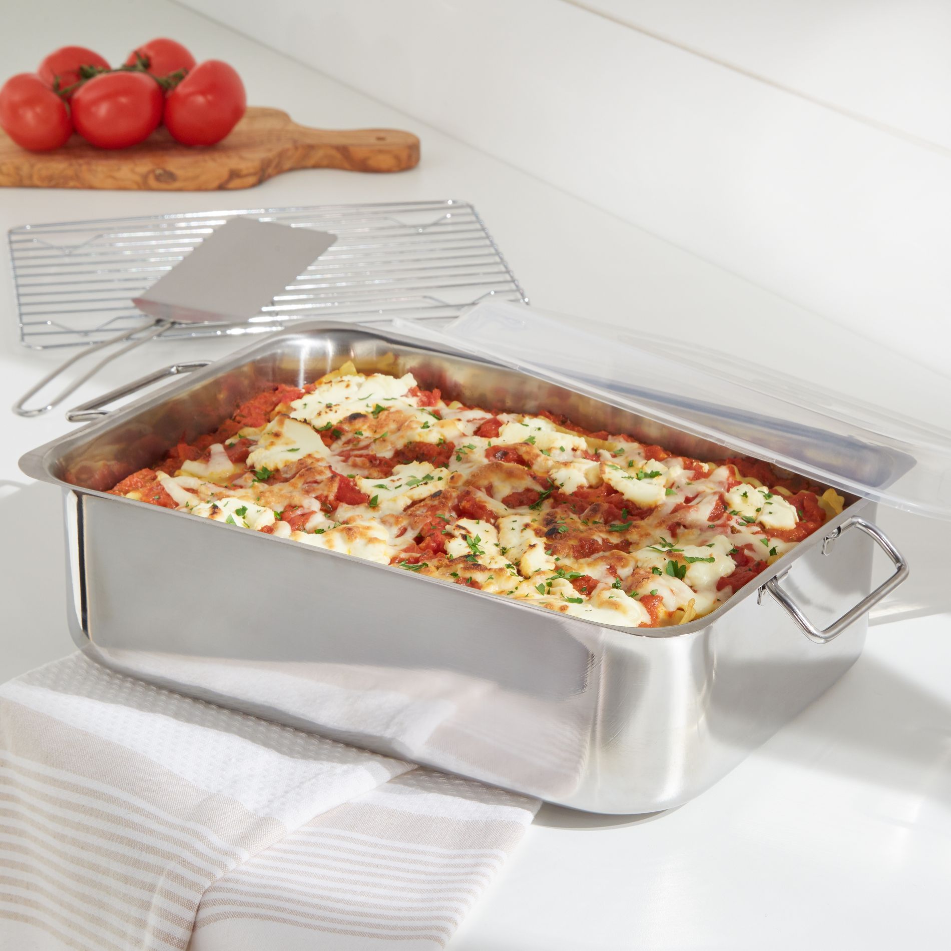 BrylaneHome 4 Piece All-In-One Roaster & Lasagna Pan