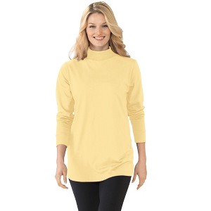 Woman Within Perfect Long-Sleeve Mockneck Tee - 1 of 4