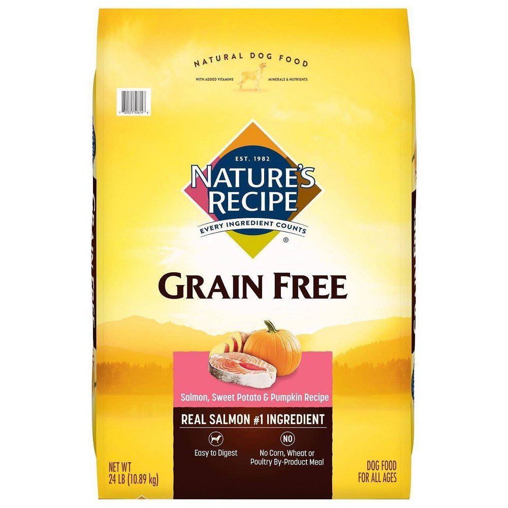 Nature's Recipe Grain Free Salmon, Sweet Potato & Pumpkin Recipe Dry Dog Food - 24lbs