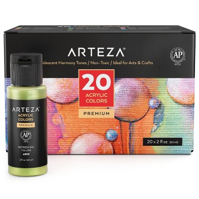 Arteza Iridescent Acylic Paint, 60 ml Bottles, Harmony Tones - 20 Pack (ARTZ-3965)