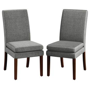 Set of 2 Cale Upholstered Dining Chairs Gray Linen with Dark Base - Room & Joy