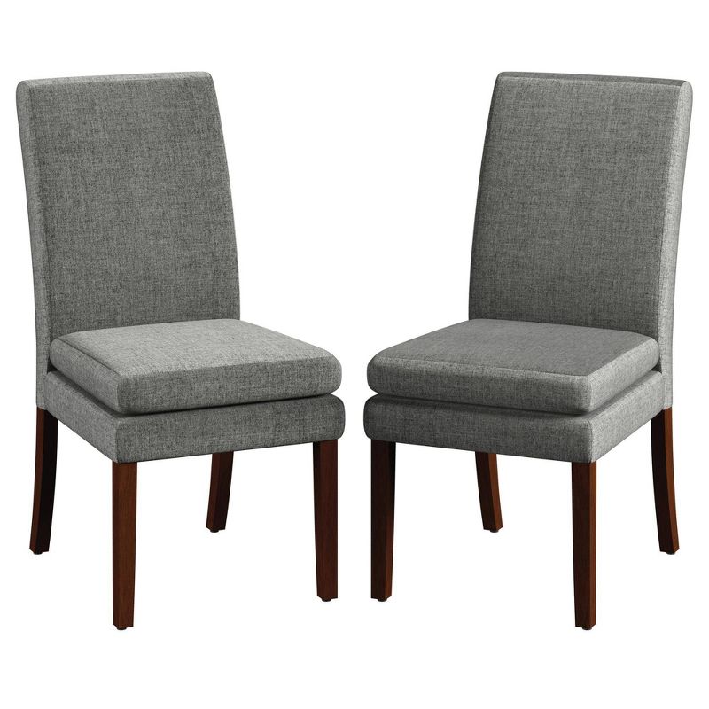 Set of 2 Cale Upholstered Dining Chairs Gray Linen with Dark Base - Room &#38; Joy, 1 of 11
