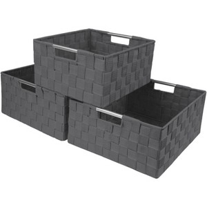 Sorbus 3 Piece Stackable Woven Basket Organizer Set with Built-In Carry Handles - Stylish Storage for any room in the household - 1 of 4