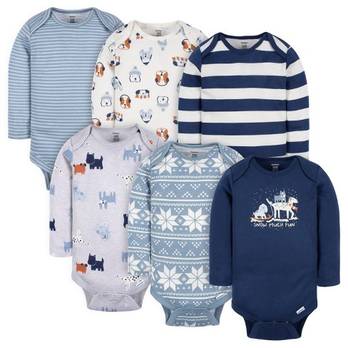 Gerber Baby Boys' Long Sleeve Onesies® Bodysuits, 6-pack, Snow Much Fun,  Newborn : Target