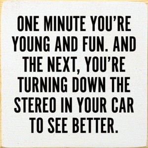 Slickblue Funny Aging Quote Wall Sign – “Turn Down Stereo to See” – Rustic 7x7 Wood Decor, Color Options - 1 of 3