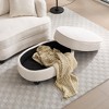 Oval Storage Ottoman with Removable Tray, Multifunctional Chenille Upholstered Storage Coffee Table - ModernLuxe - 2 of 4