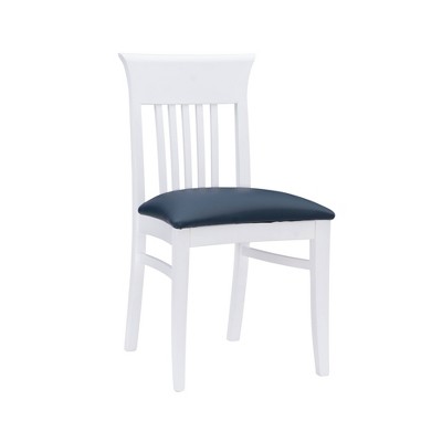 Coastal Cottage Charm White Faux Leather Dining Chairs, Set of 2