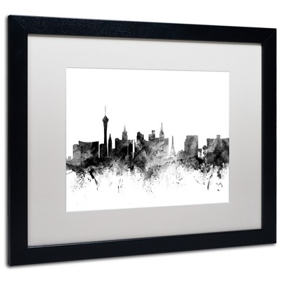 Michael Tompsett 'Las Vegas Nevada Skyline B&W' Matted Framed Art