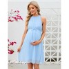 Coolmee Womens Summer Maternity Mini Dresses Casual Halter Sundress Sleeveless Floral Flowy Babydoll Pleated Beach Dress - 2 of 4