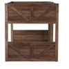 DOMETOUR Twin over Twin Floor Bunk Bed with Panel Headboard, Solid Rubber Wood, Safety Guardrails, Built-in Ladder, Antique Oak - 4 of 4