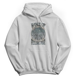 Rerun Island Men's Christmas Woke Up Feeling Pine Long Sleeve Graphic Cotton Hoodie - 1 of 1