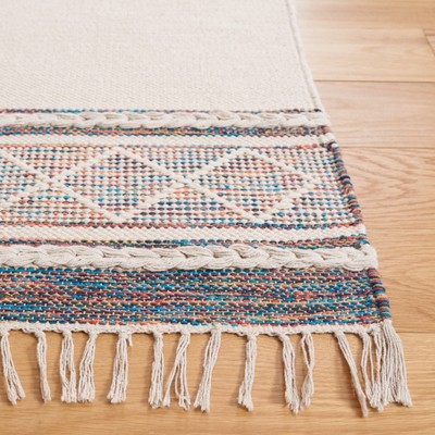 Coastal Charm Blue Cotton 6' Square Hand-Loomed Area Rug