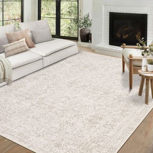 Vintage Distressed Area Rug Washable Living Room Rug Soft Non Slip Floor Carpet for Dining Room Home Office - 1 of 4