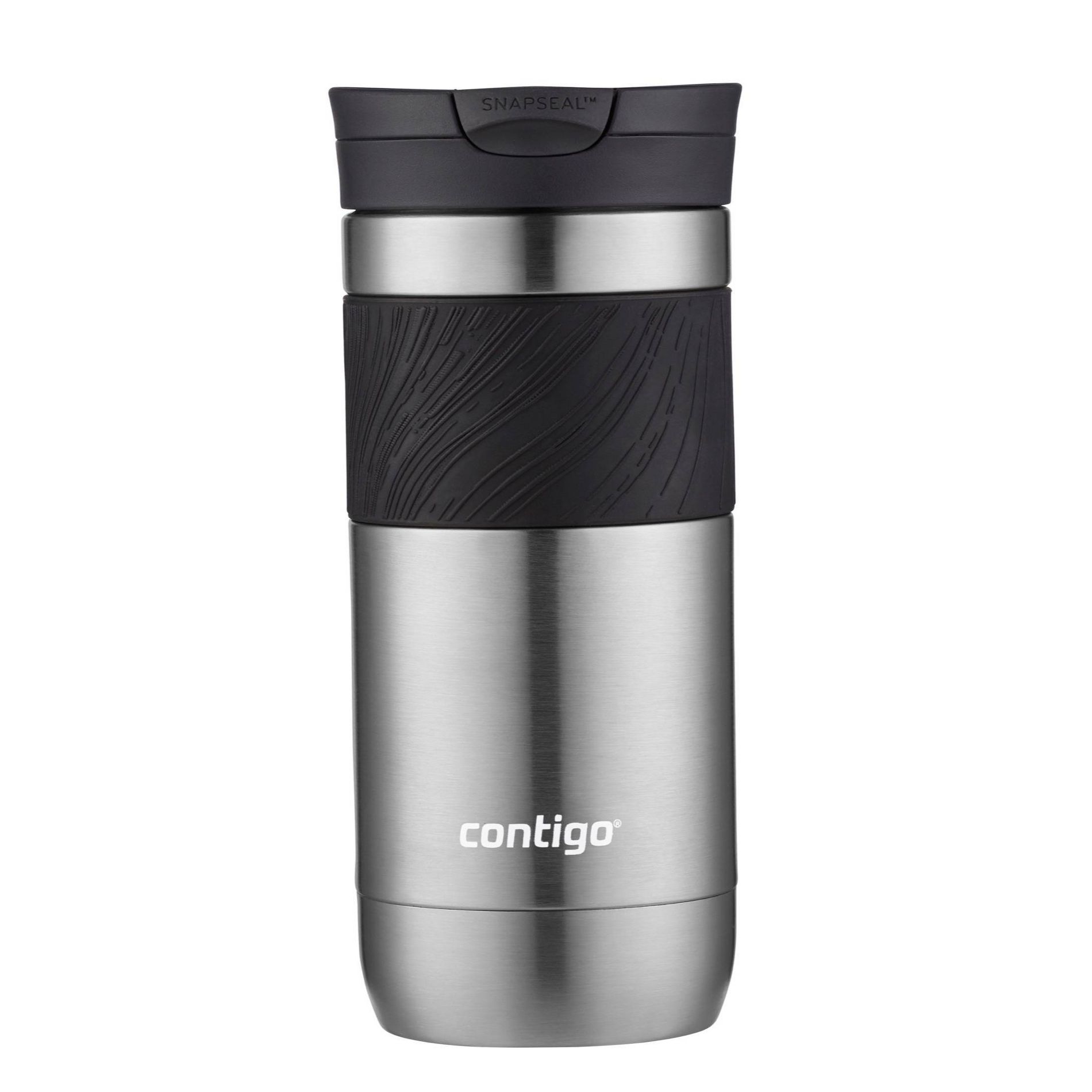 Contigo Byron 2.0 16oz Stainless Steel Travel Mug with SNAPSEAL Lid and Grip Gunmetal: Insulated Coffee Cup for Travel