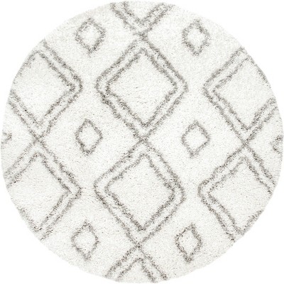 Nuloom Iola Geometric Shag Area Rug, Round 5' 3", White